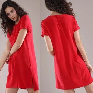 Grana Red Silk (Crepe de Chine) Tee Mini Dress Size XS 47857